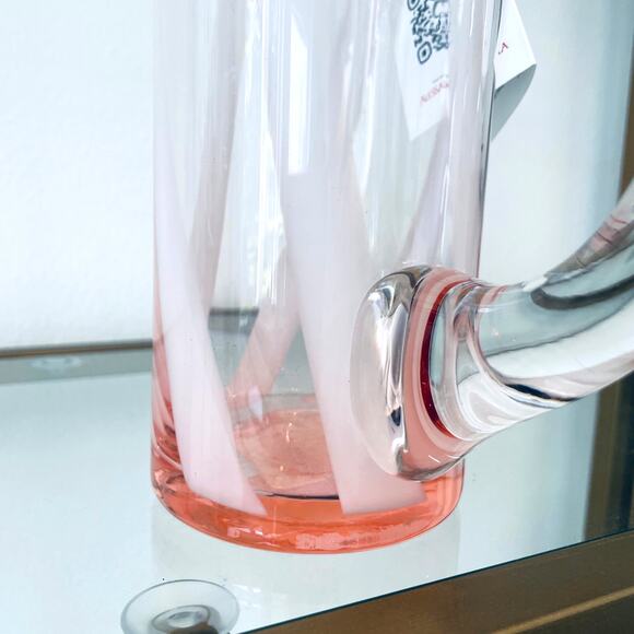 Di Murano ALESSANDRO COPPOLA Glass Pitcher 34oz Pink & White Stripe Italy NEW - Picture 5 of 14